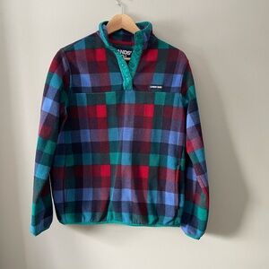 Lands' End Heritage Fleece Snap Neck Pullover Plaid - sz S